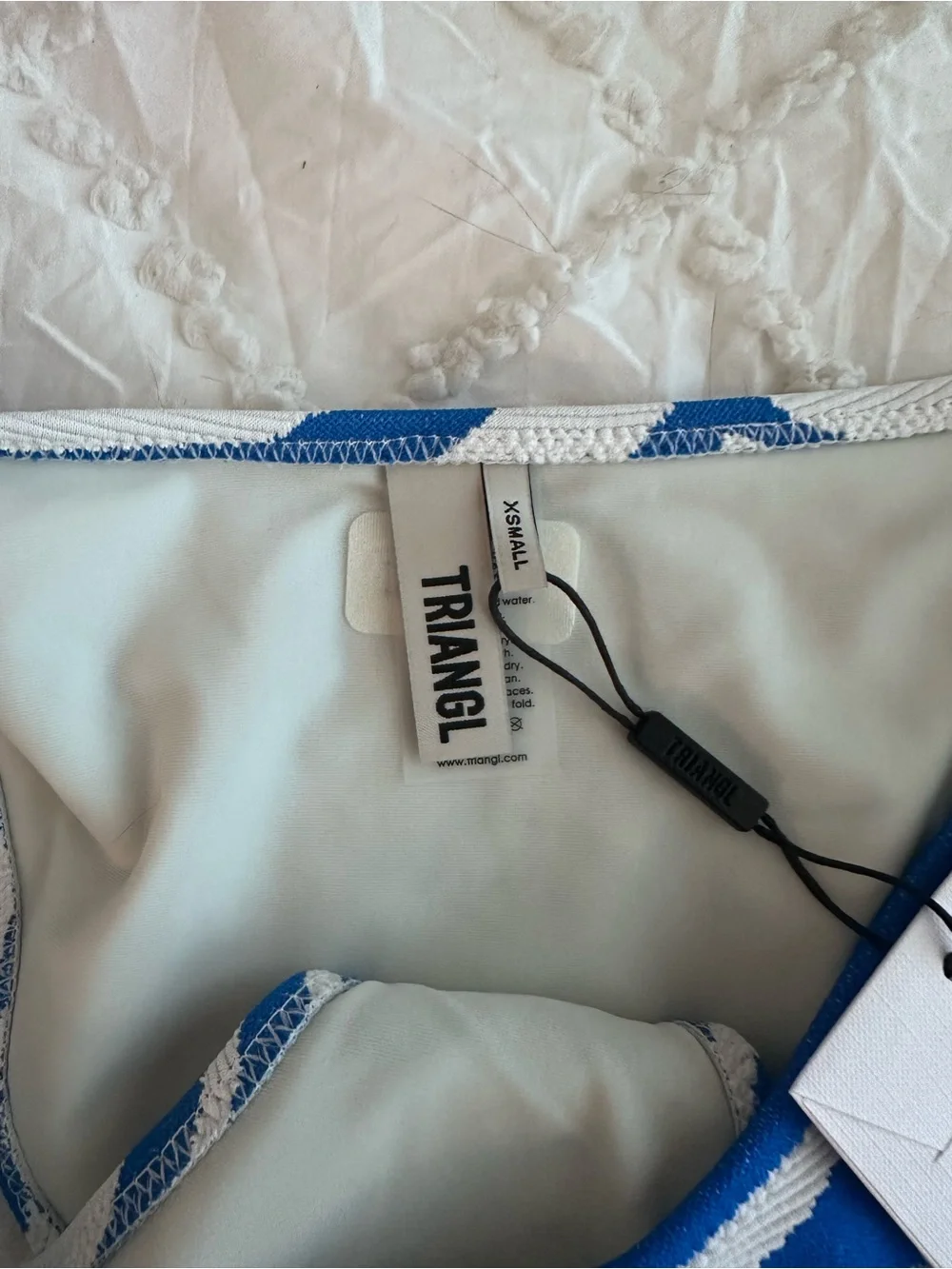 Triangl Swimwear Blue and White Zebra-Pattern Bikini Top & Bottom